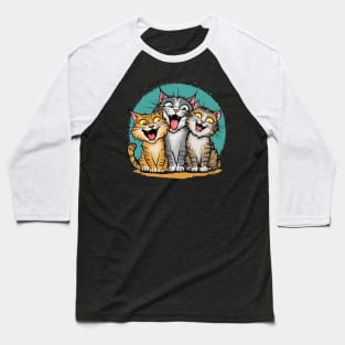 Three Cats Three Moods Baseball T-Shirt